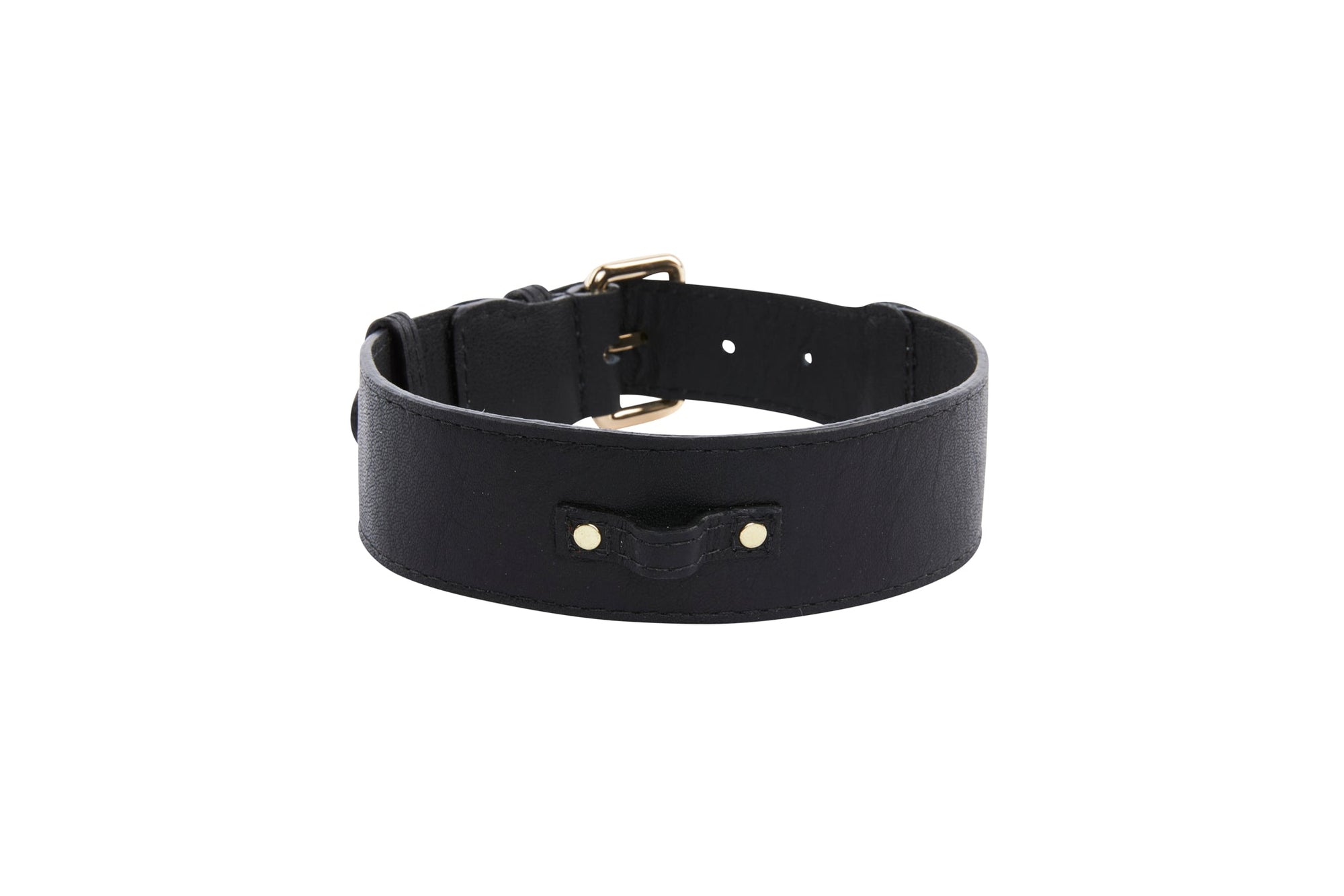 Allysa Payne Classic Black Italian Leather Dog Collar & Leash Set