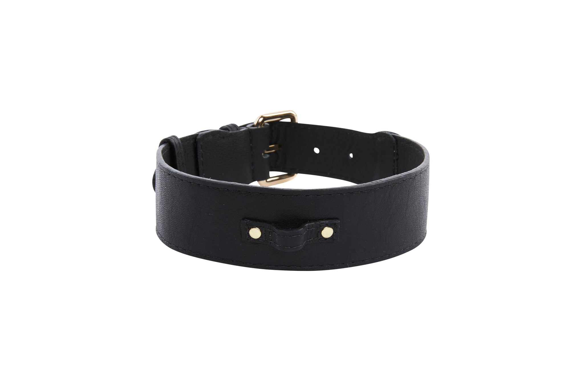 Allysa Payne Classic Black Italian Leather Dog Collar & Leash Set