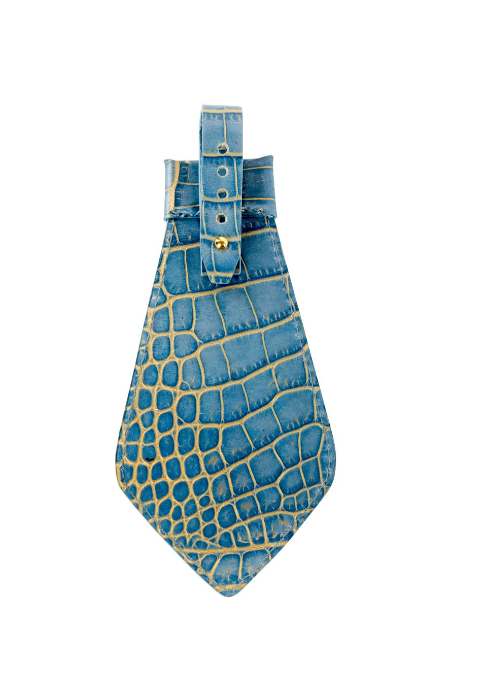 Allysa Payne Blue & Gold Embossed Croc Italian Leather Tie