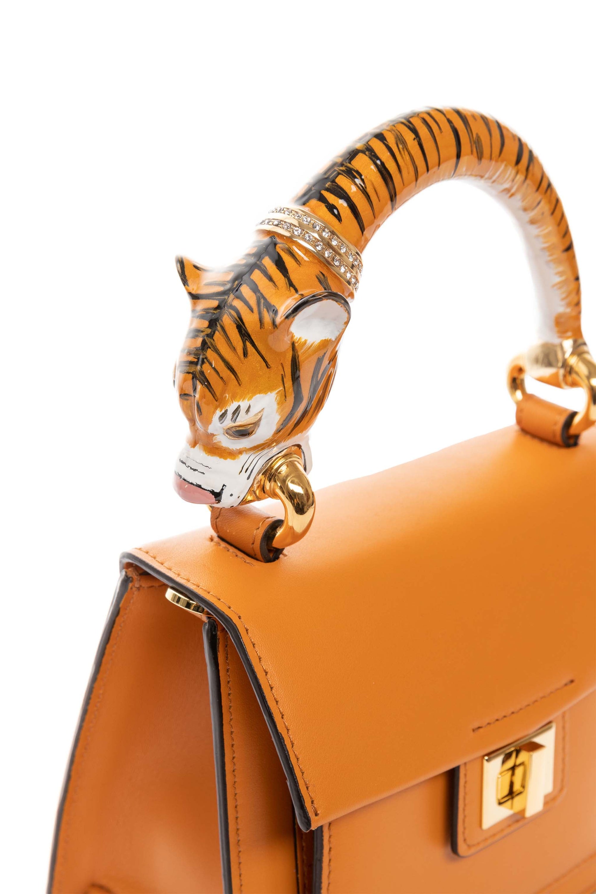 Allysa Payne Tiger Bag With Orange Italian Leather