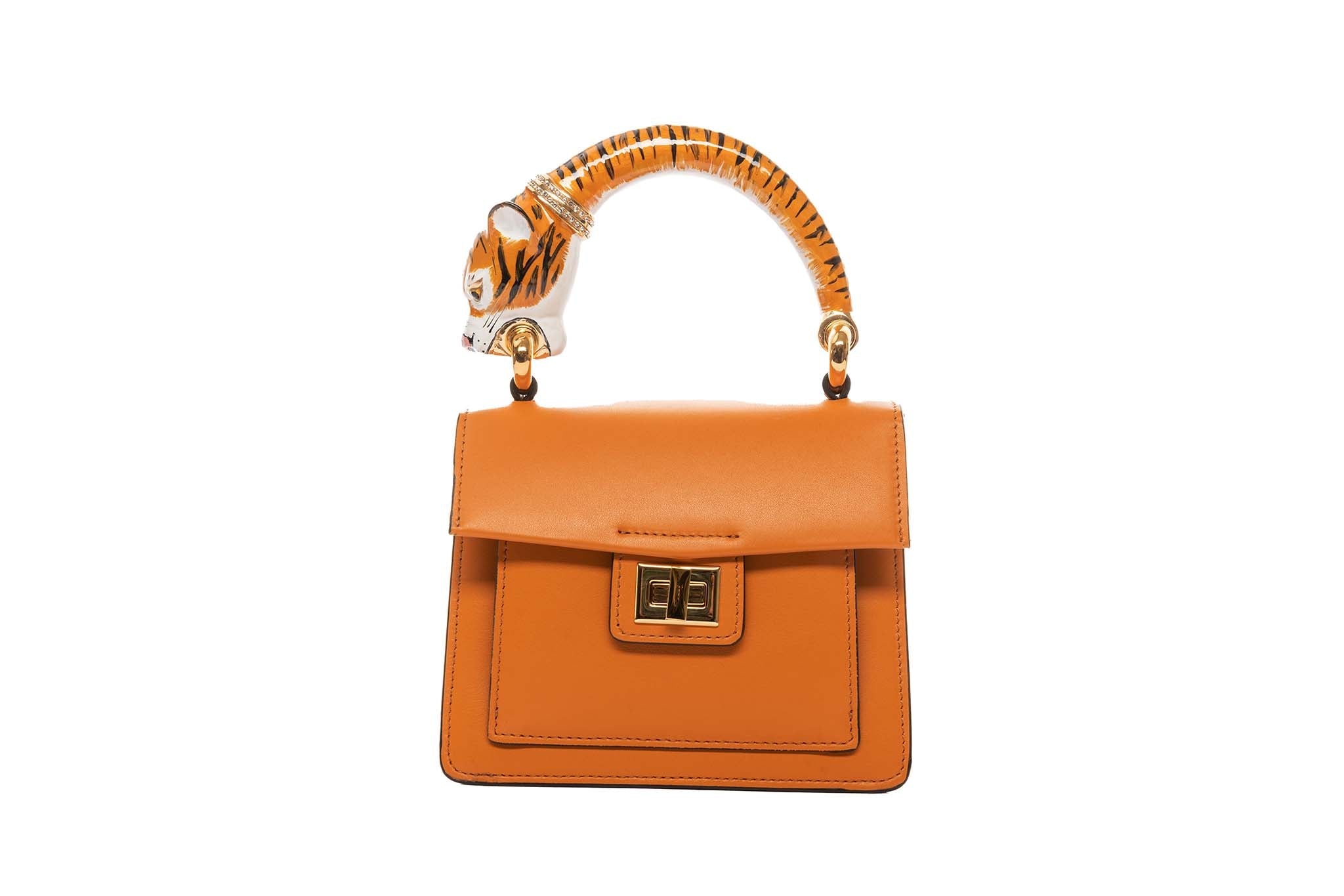 Tiger Bag With Orange Italian Leather