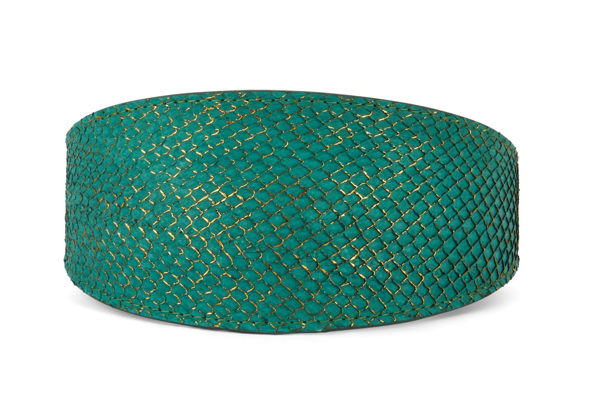 Allysa Payne Green & Gold 3-Inch Wide Style Dog Collar