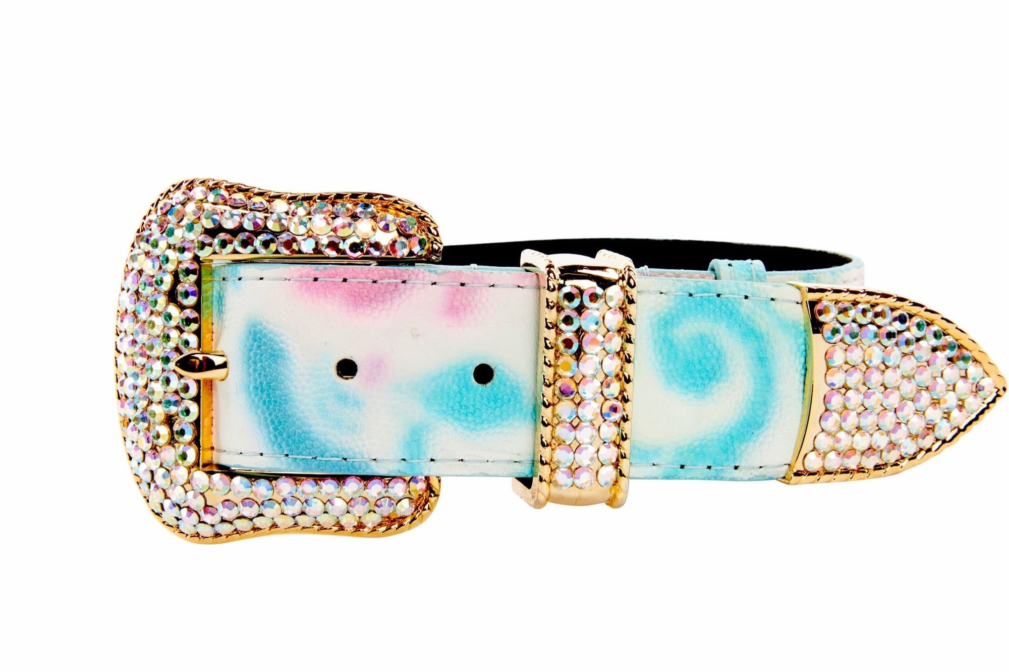 Allysa Payne Abstract Floral Italian Leather/Swarovski Crystal Dog Collar