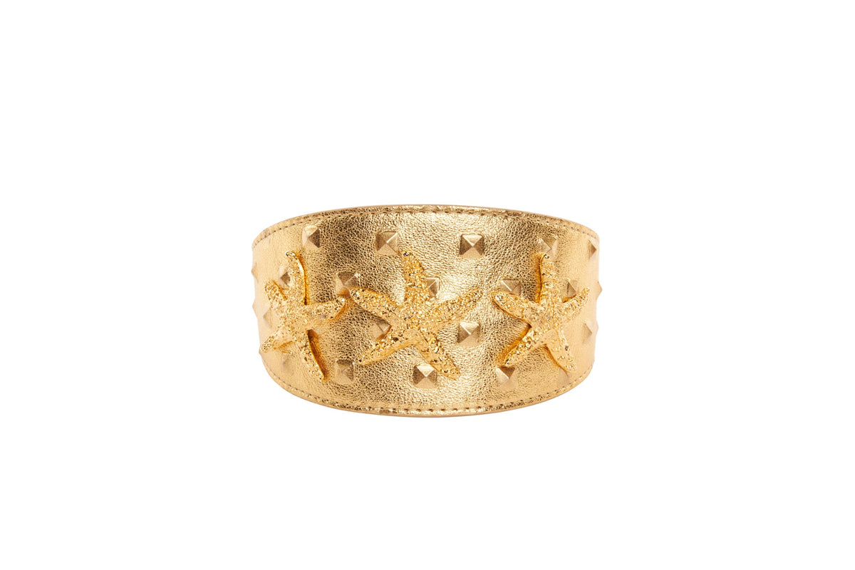 Allysa Payne Gold Studded Italian Leather With Dog Collar