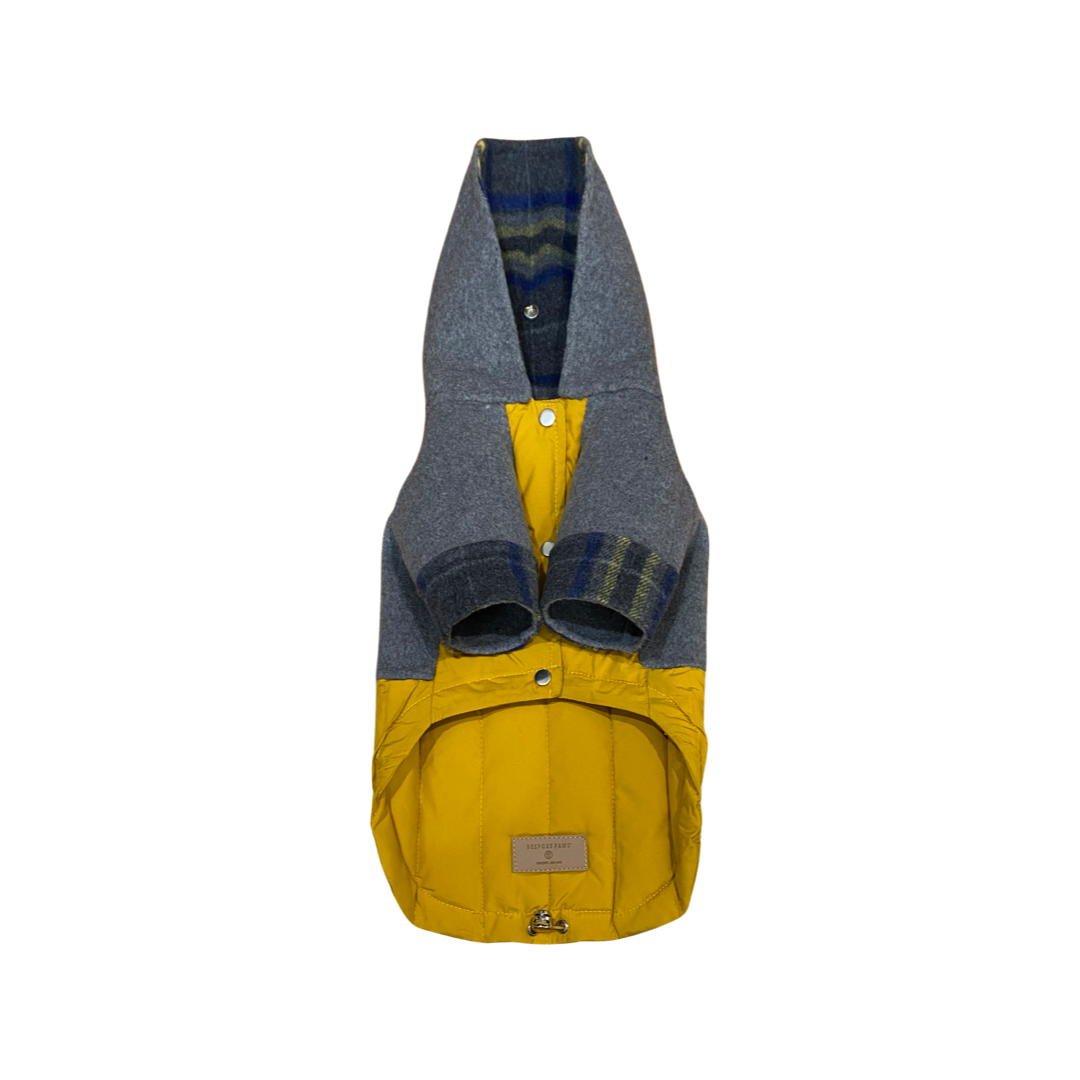 BESPOKE PAWS Erin Double face, Down Puffer Hoodie - Wool Recycled Lightweight Warm Coats