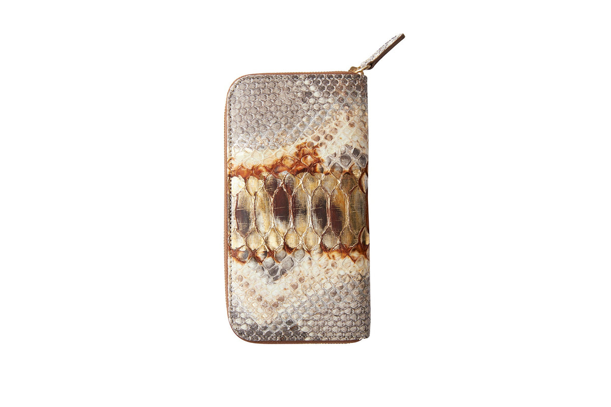 Allysa Payne Neutral Brown & Gold Zipper Wallet