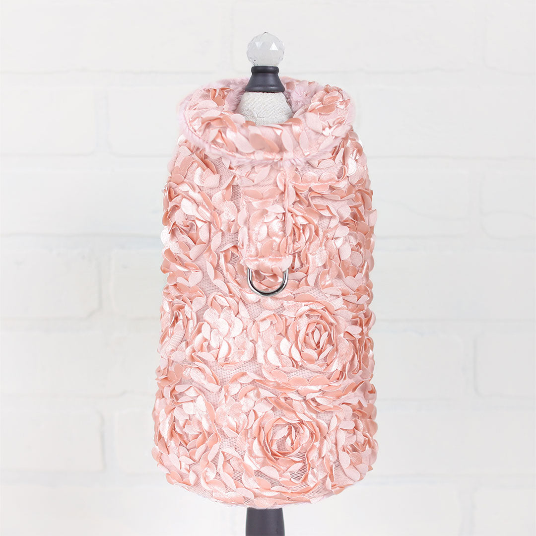 Hello Doggie Victorian Faux Fur Peach Dog Coat