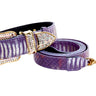 Luxury Pet Fashion Purple/Silver Multi-Tone Snakeskin Collar & Leash Set  With Our Swarovski Crystal Hardware