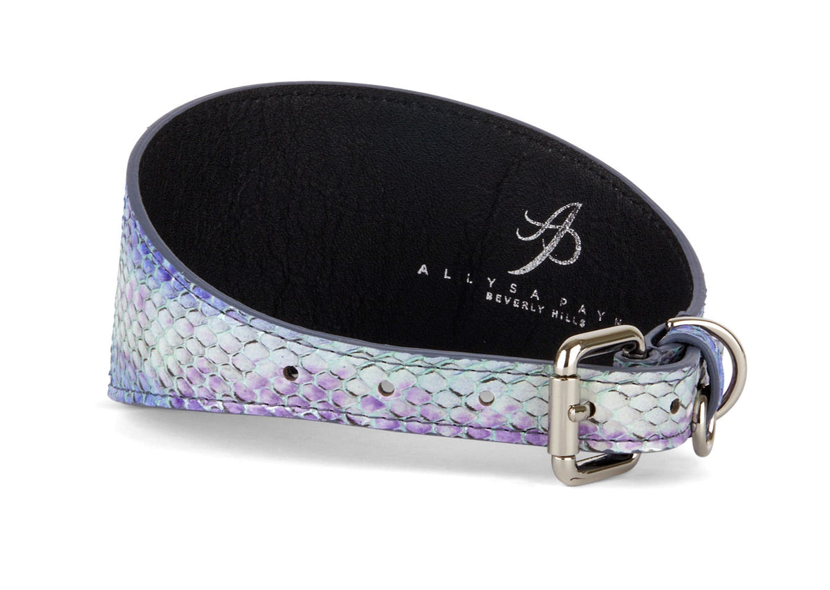 Allysa Payne Multi-Color Purple Silver Iridescent Snake 3-Inch Wide Style Dog Collar