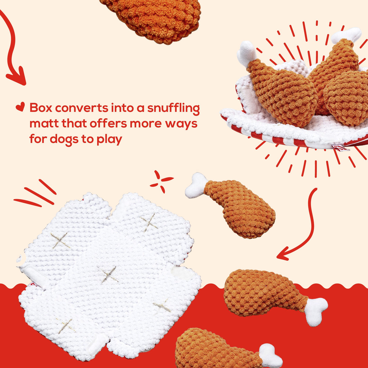 Pawty Fried Chicken Interactive Snuffle Dog Toy