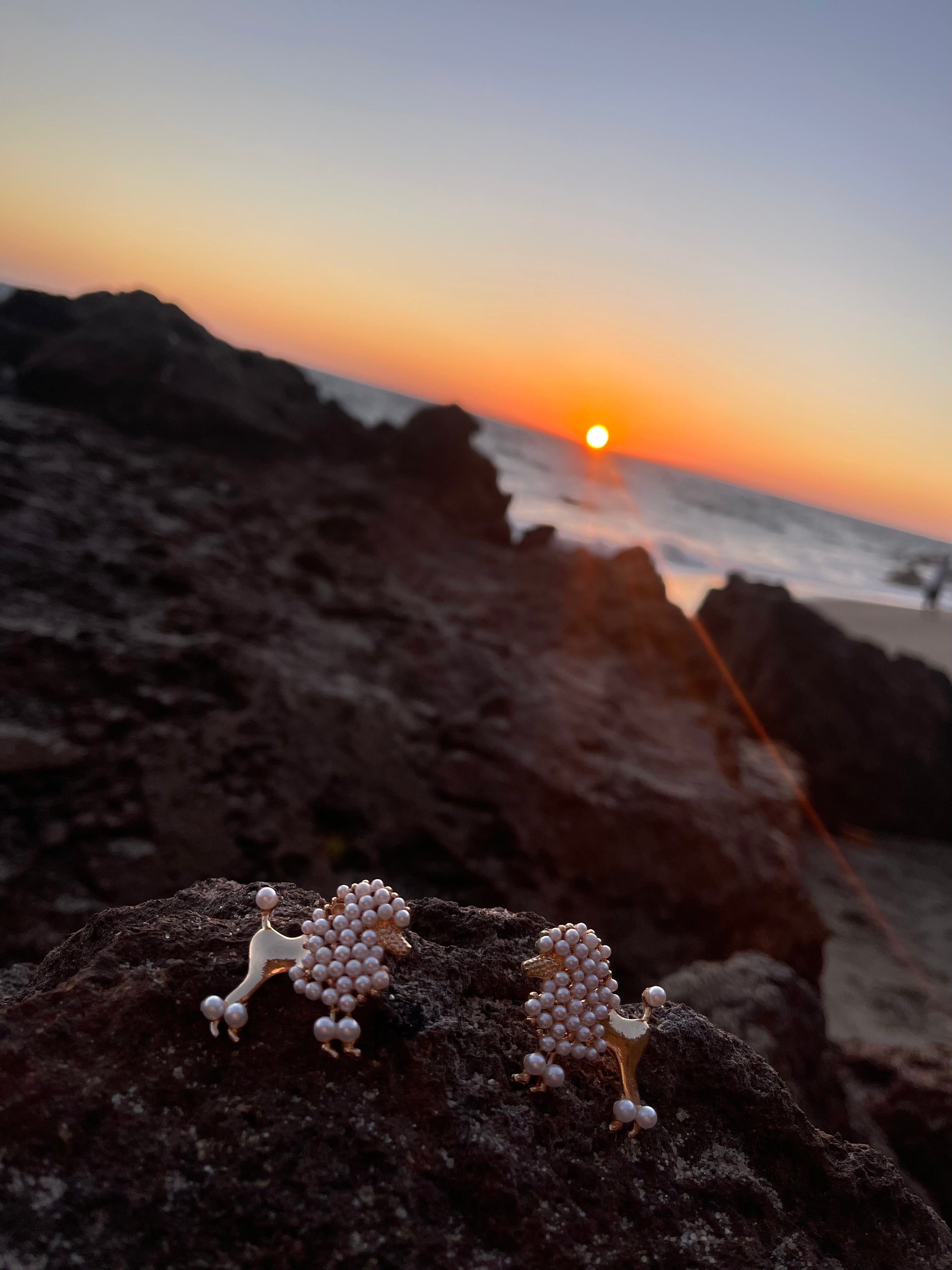 Pearl Poodle Earrings