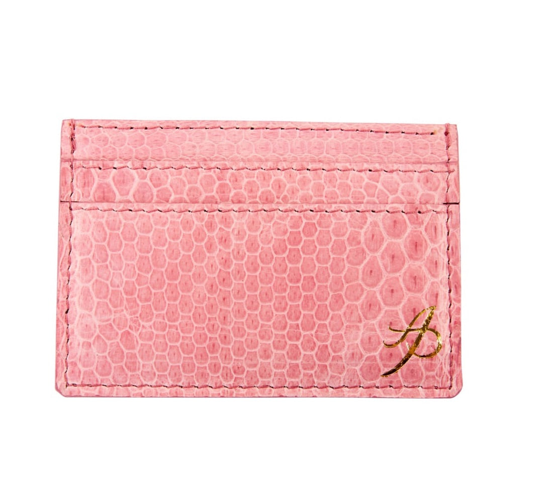 Allysa Payne Soft Pink Snake AP Luxury Pet Fashion Double Sided Card Wallet