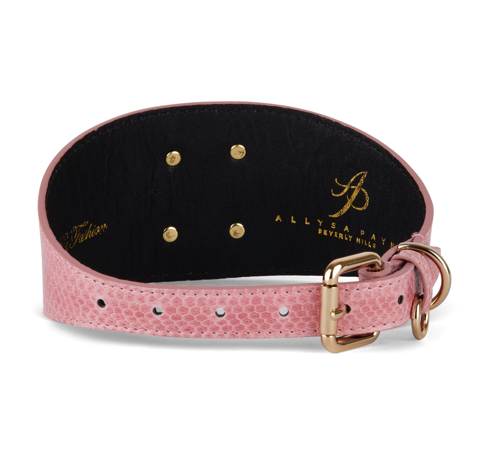 Soft Pink Snake 3" Wide Style Collar With Custom Swarovski Rivet