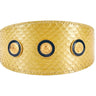 Pearl Yellow Snake With Vintage Gold & Navy Rivets. 3” Wide Style Collar