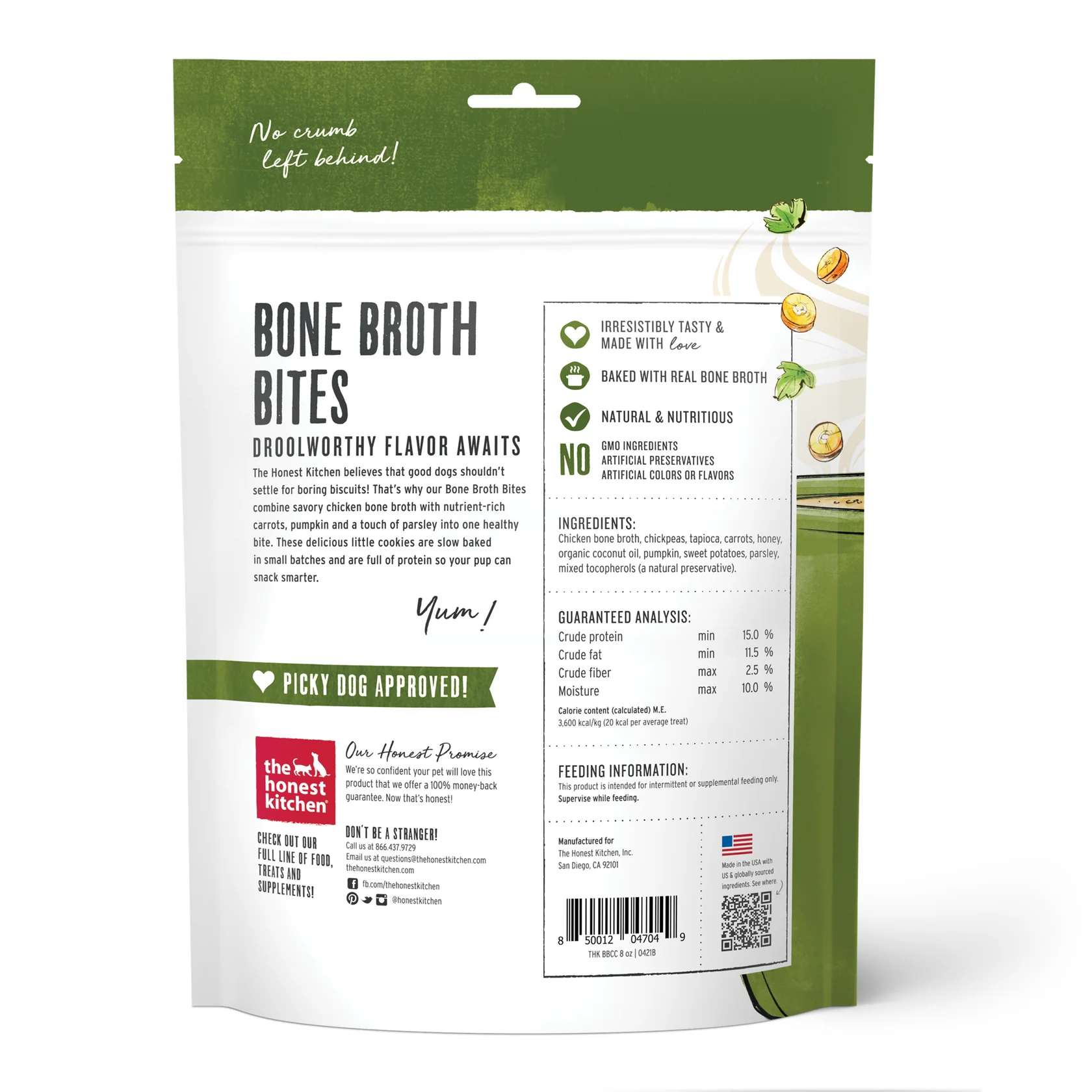 Honest Kitchen Bone Broth Bites Chicken and Carrot Dog Treats (8oz) - HT Animal Supply