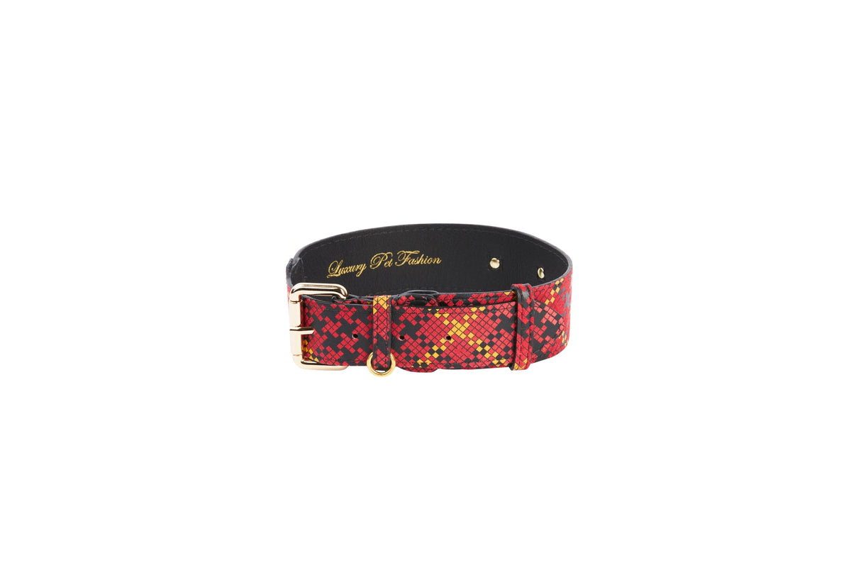 Allysa Payne Luxury Pet Fashion Plaid Italian Leather Dog Collar