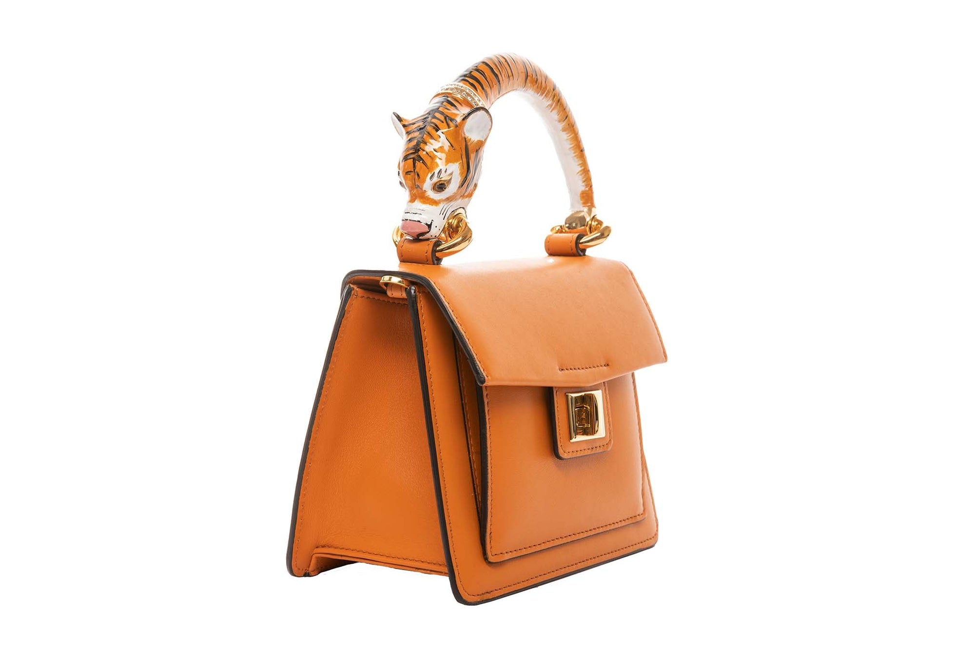 Allysa Payne Tiger Bag With Orange Italian Leather