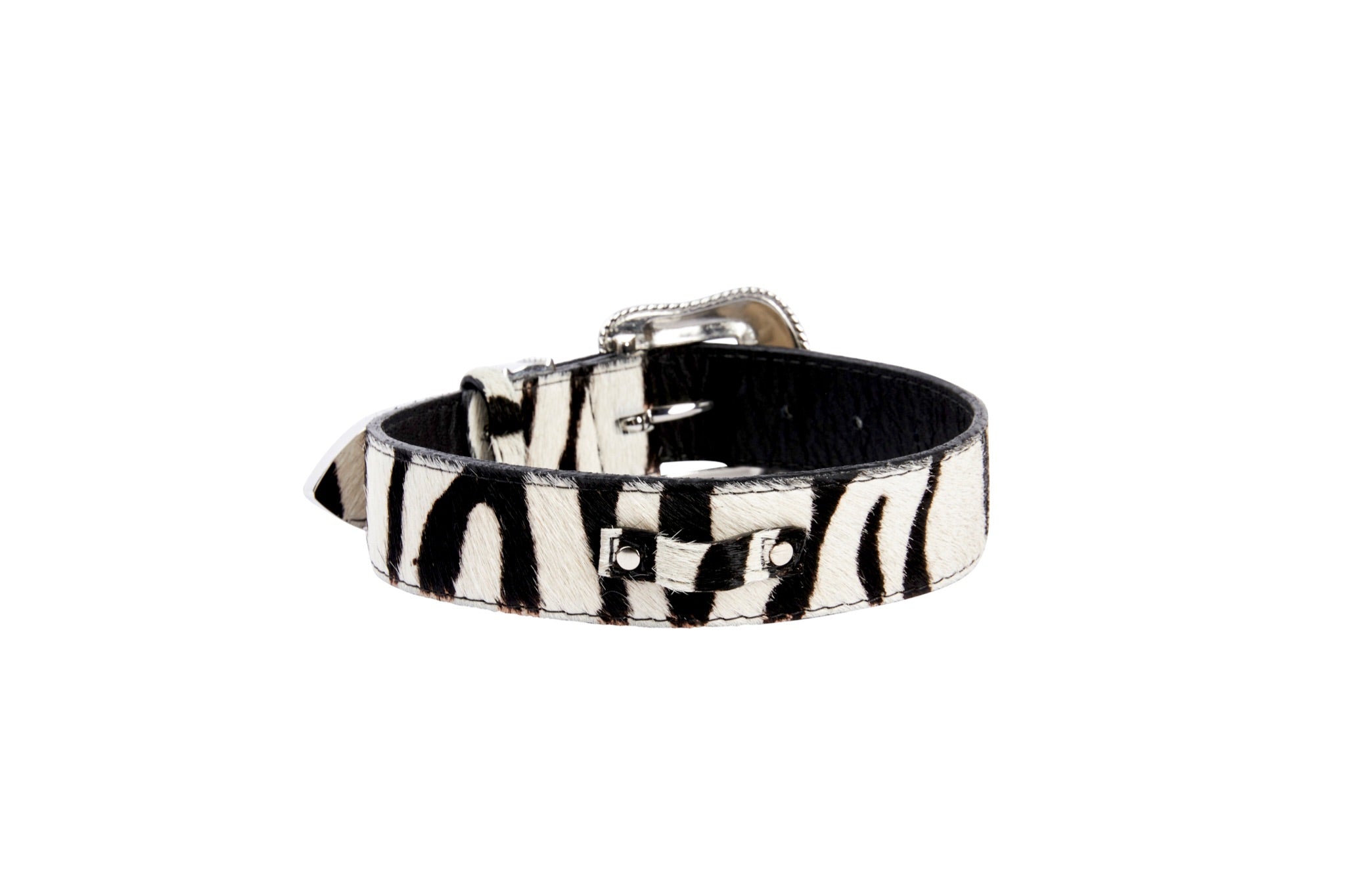 Zebra Print Hair On Hide Italian Leather With Swarovski Crystal Hardware