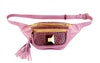 Allysa Payne Pearl Purple Italian Leather/Purple Tilapia Fanny Pack With Custom Large Gold Rivet