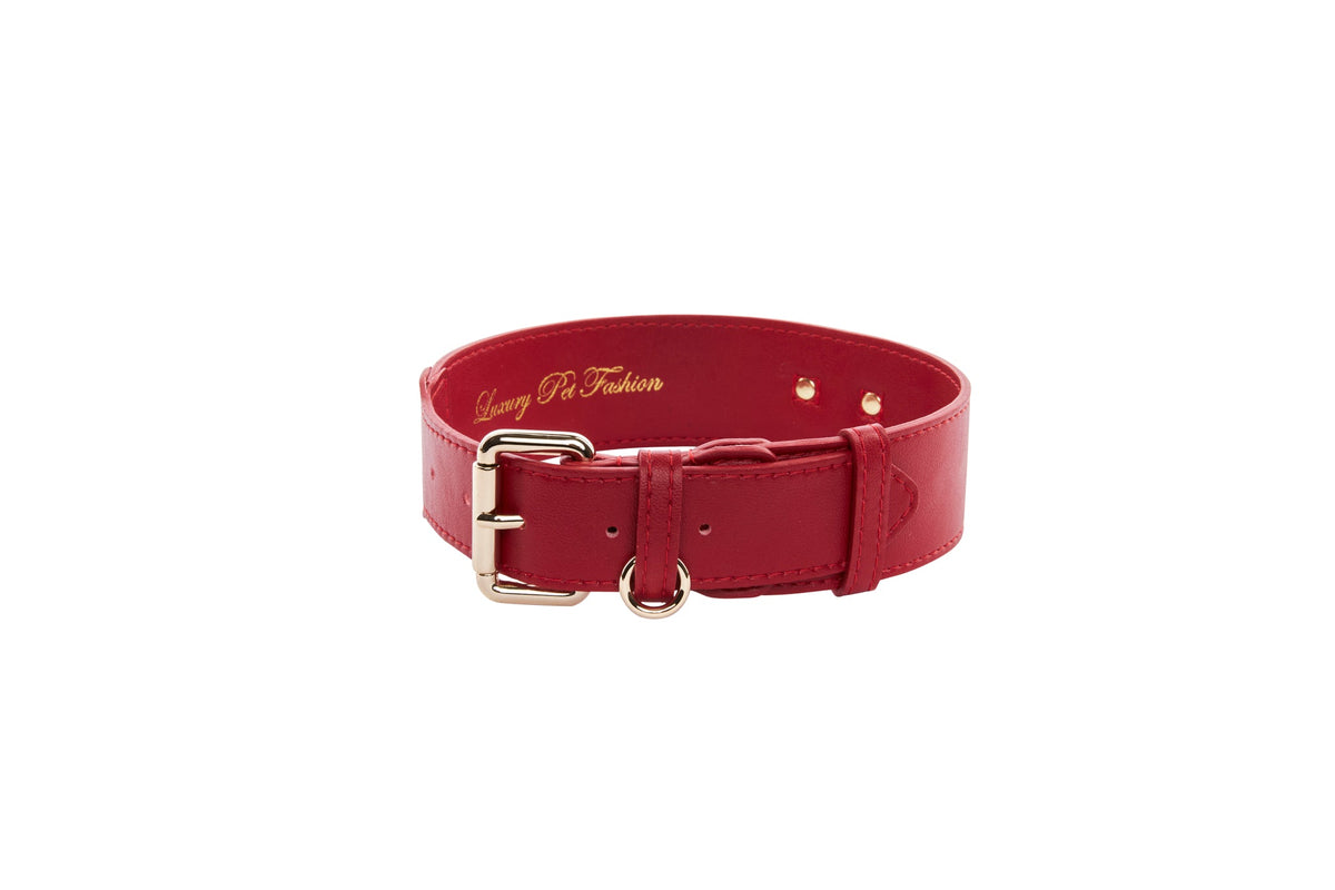 Allysa Payne Red Vegan Leather Classic Dog Collar