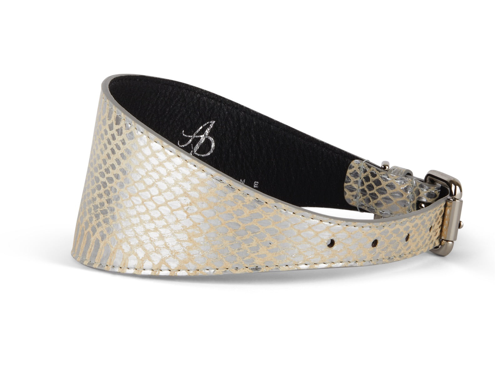 Allysa Payne Glamorous Silver Snake 3-Inch Wide Style Dog Collar