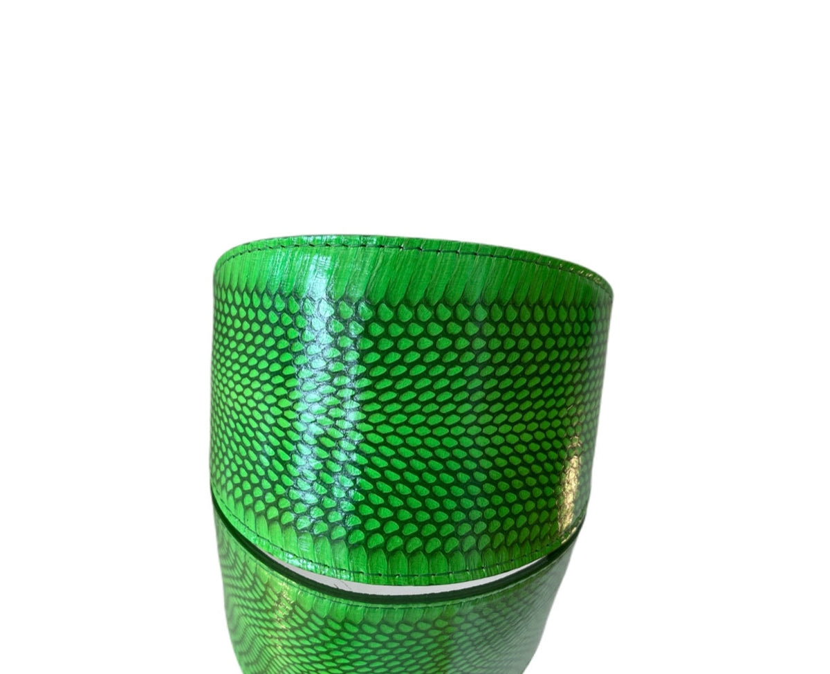Allysa Payne Luxury Pet Fashion Neon Green Snake 4" Oval Dog Collar