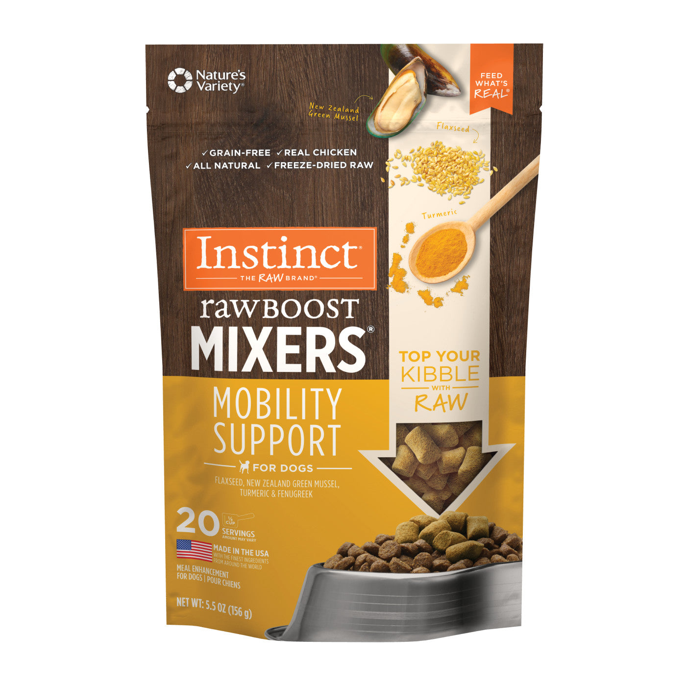 Instinct Raw Boost Freeze Dried Mobility Support Dog Food Mixers (5.5oz)