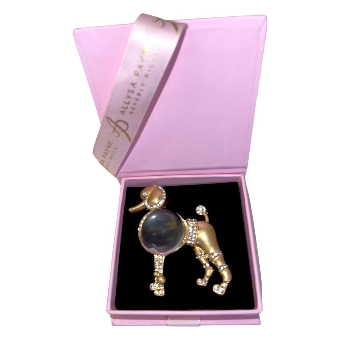Allysa Payne Gold Clear Body Poodle Crystal Brooch