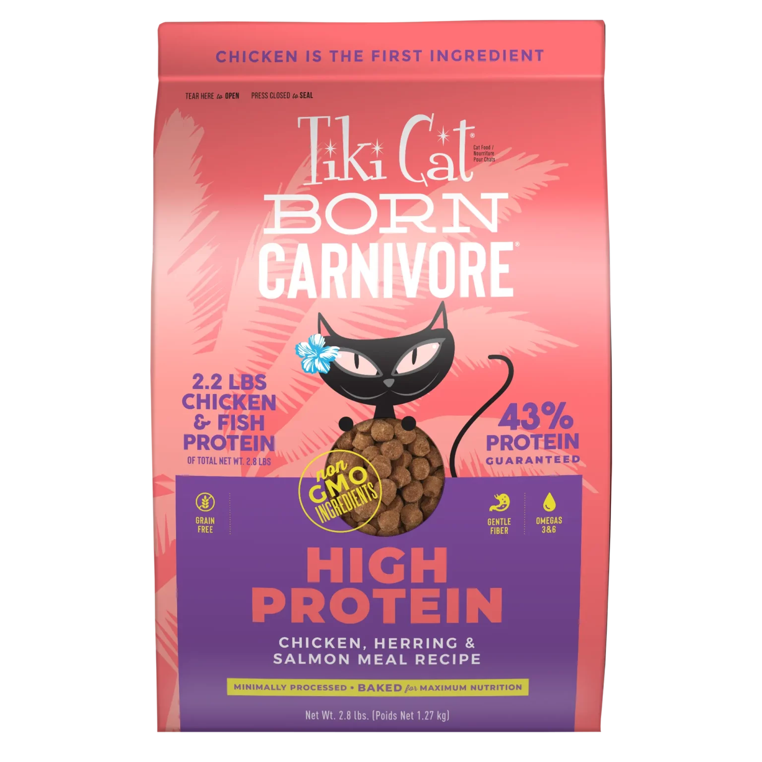 Tikicat Adult Born Carnivore Chicken, Herring and Salmon Dry Kibble (2.8lb)