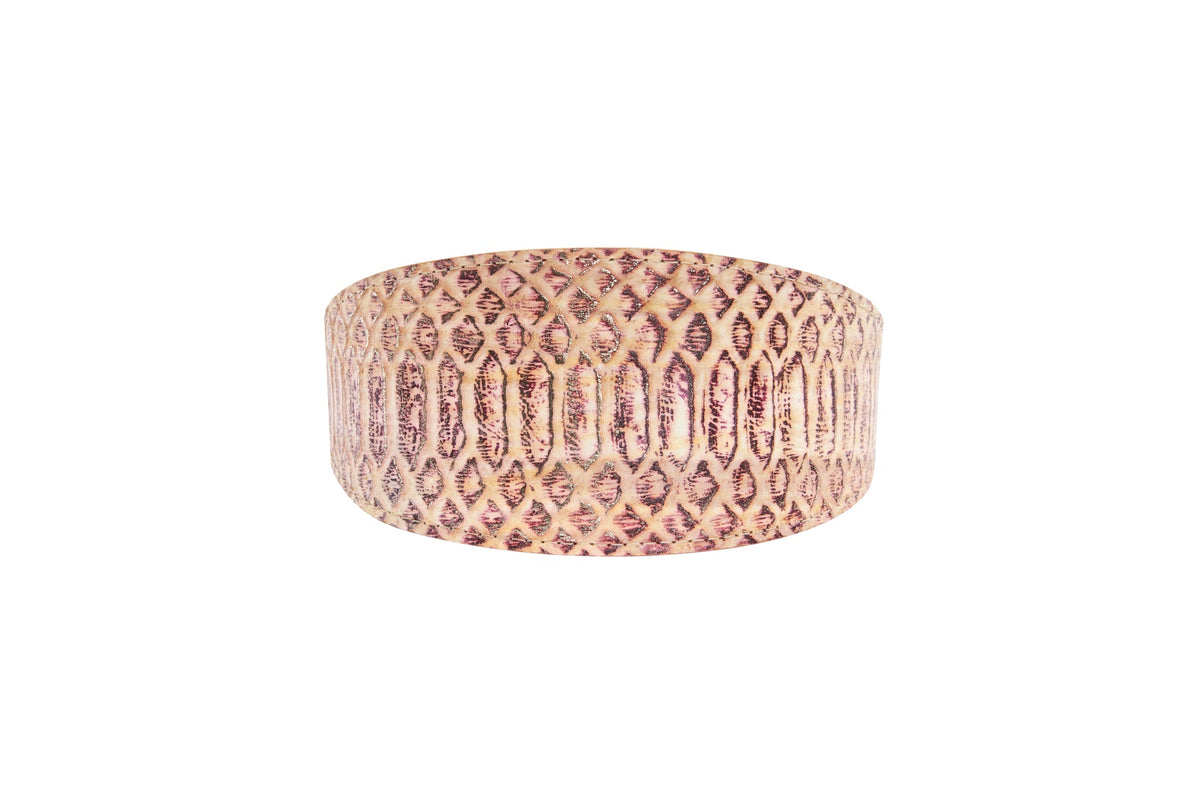 Allysa Payne Embossed Snake Italian Leather Wide Style Dog Collar