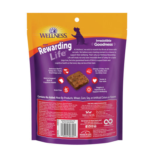 Wellness All Life Stages Rewarding Life Beef and Turkey Soft Dog Treats (6oz) - HT Animal Supply