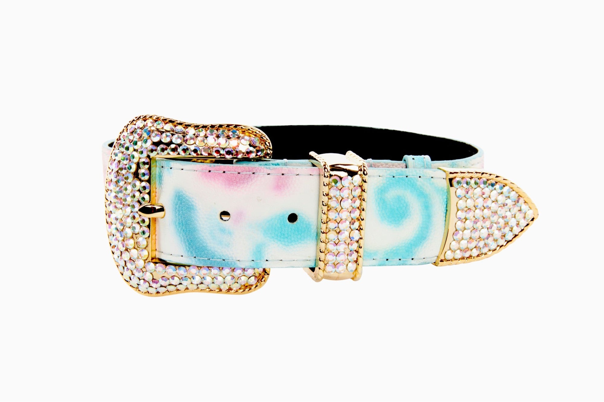 Allysa Payne Abstract Floral Italian Leather/Swarovski Crystal Dog Collar