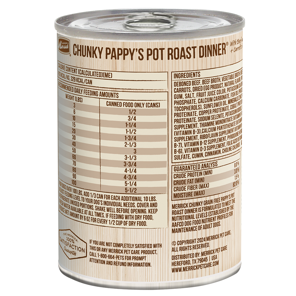 Merrick Chunky Grain Free Pappys Pot Roast Wet Dog Food (12.7oz)