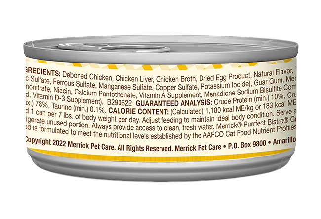 Merrick Purrfect Bistro Grain Free Adult Chicken Pate Cat Food (3oz)