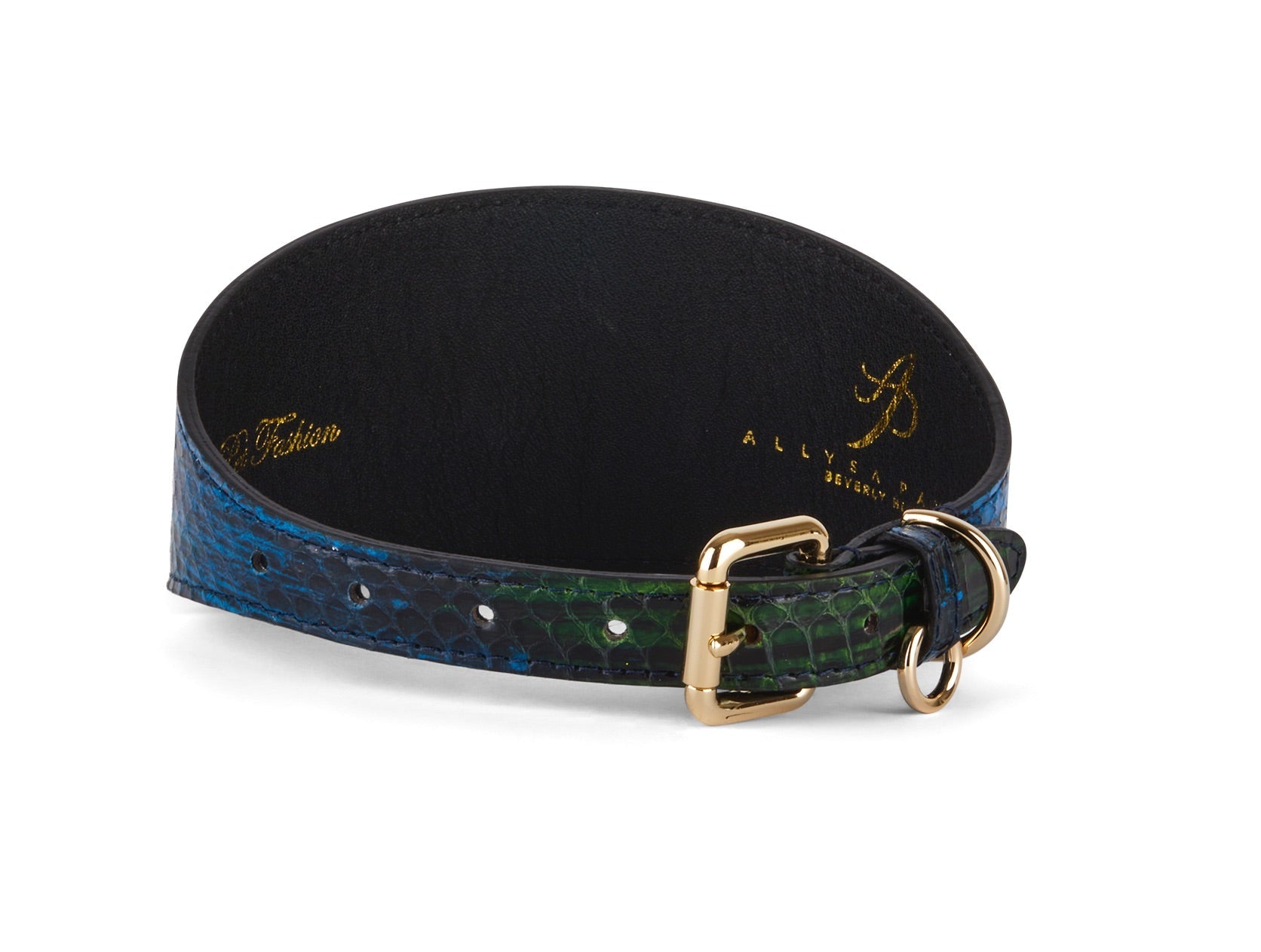 Allysa Payne Blue, Green, Black, Yellow Snake 3-Inch Wide Style Dog Collar