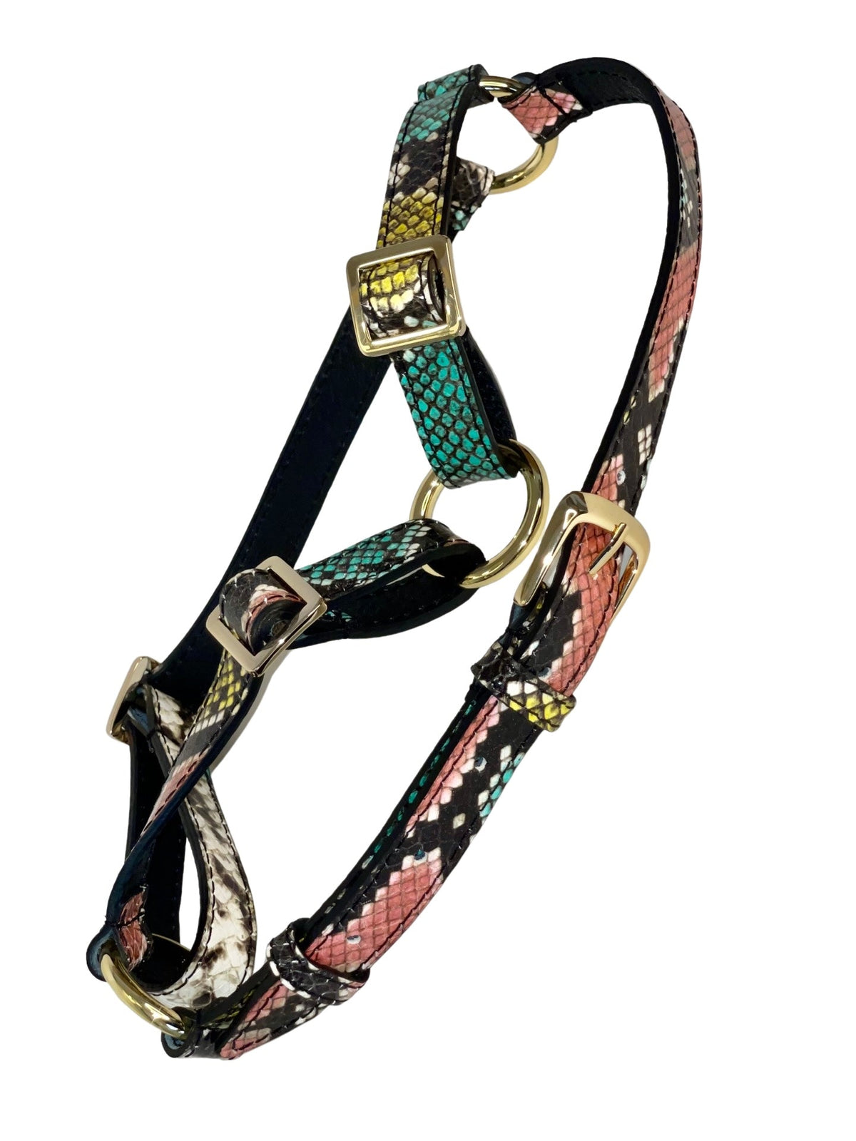 Allysa Payne Multi-Color Embossed Snake Italian Leather Dog Harness