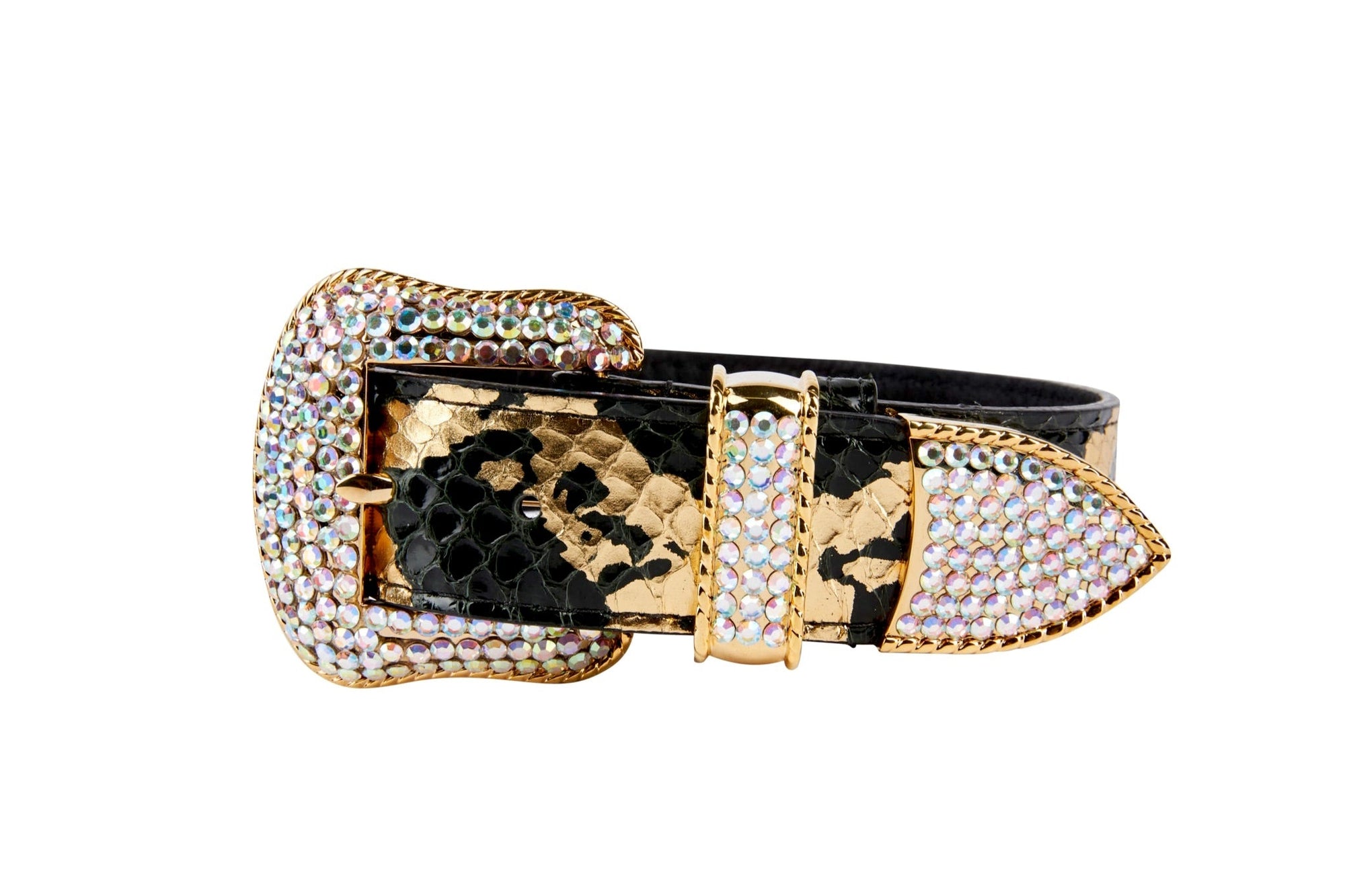 Allysa Payne Black/Gold Custom Snake Swarovski Crystal Dog Collar