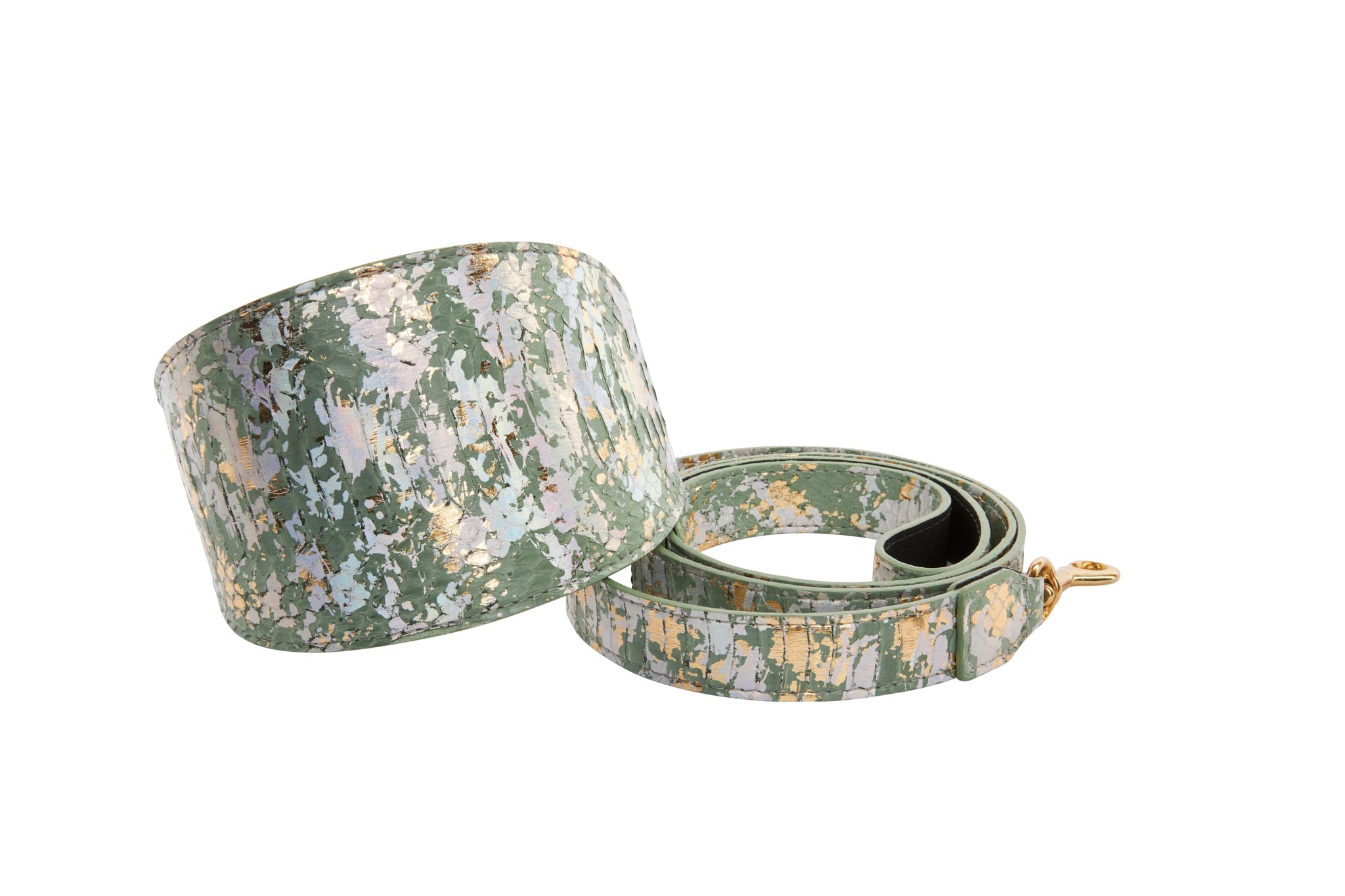 Luxury Pet Fashion Custom Art Deco Snakeskin Wide Collar & Leash Set