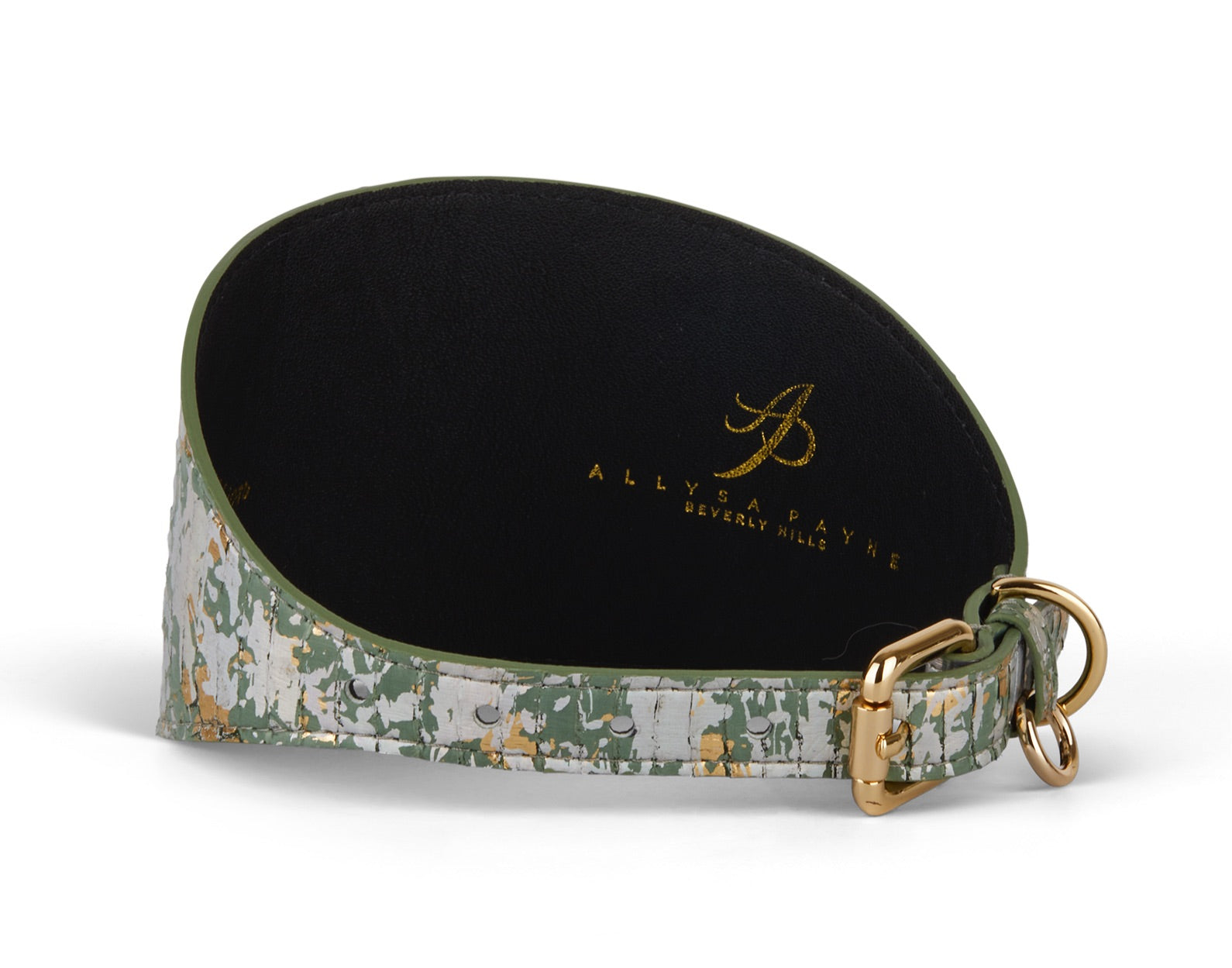 Allysa Payne Iridescent Art Deco Green/Gold/Silver Custom Snake 4-Inch Wide Style Dog Collar