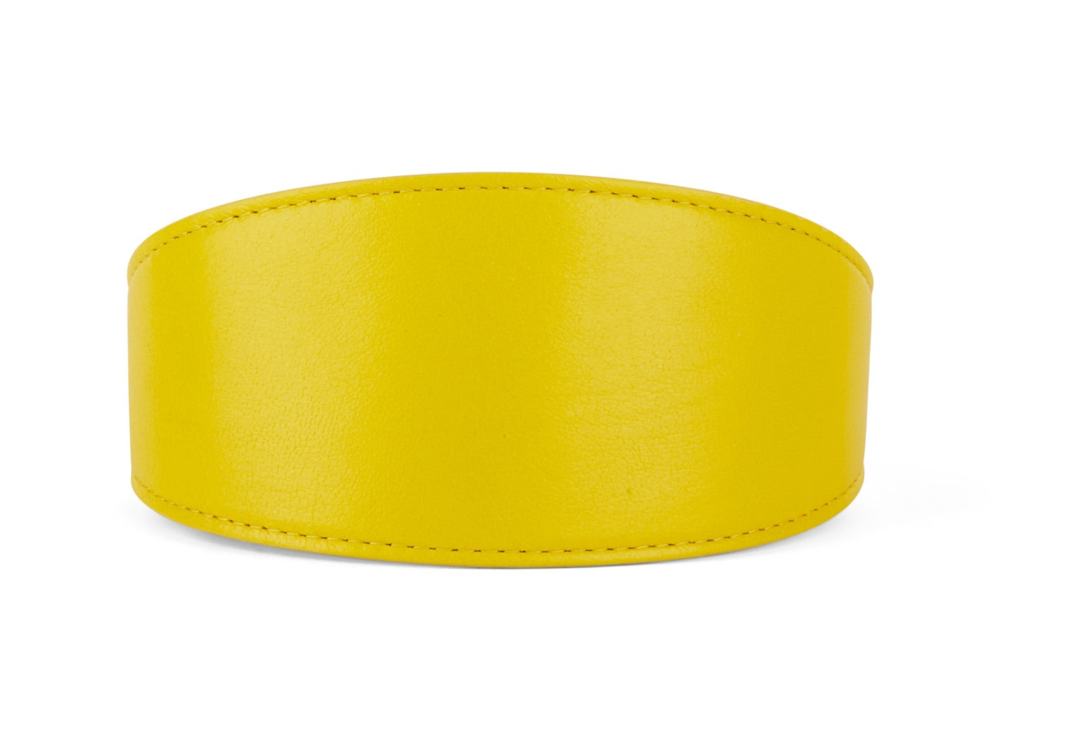 Smooth Yellow Italian Leather 3" Wide Style Collar
