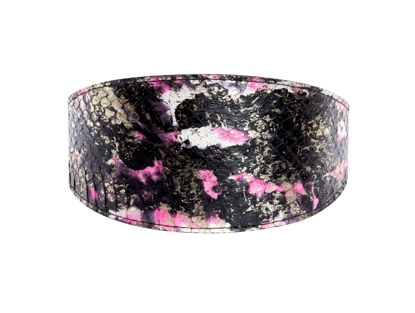 Black, White, Pink, Gold Snake 3” Wide Style Collar