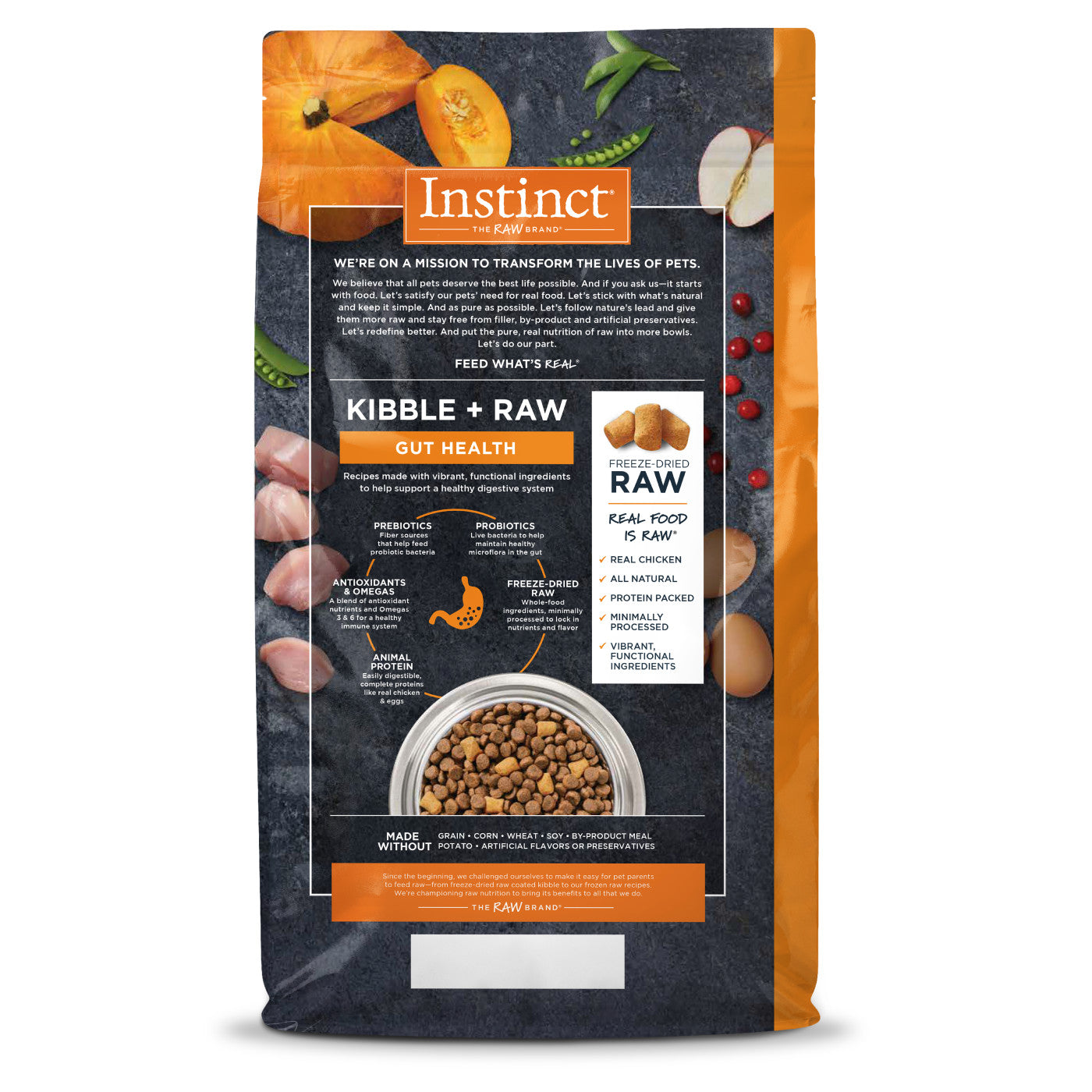 Instinct Raw Boost Adult Gut Health Grain Free Chicken Dry Dog Food (18lb)