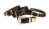 Allysa Payne Dark Brown/Bronze Abstract Leopard Print Italian Leather Set Of 4 Dog Collar With Italian Hardware