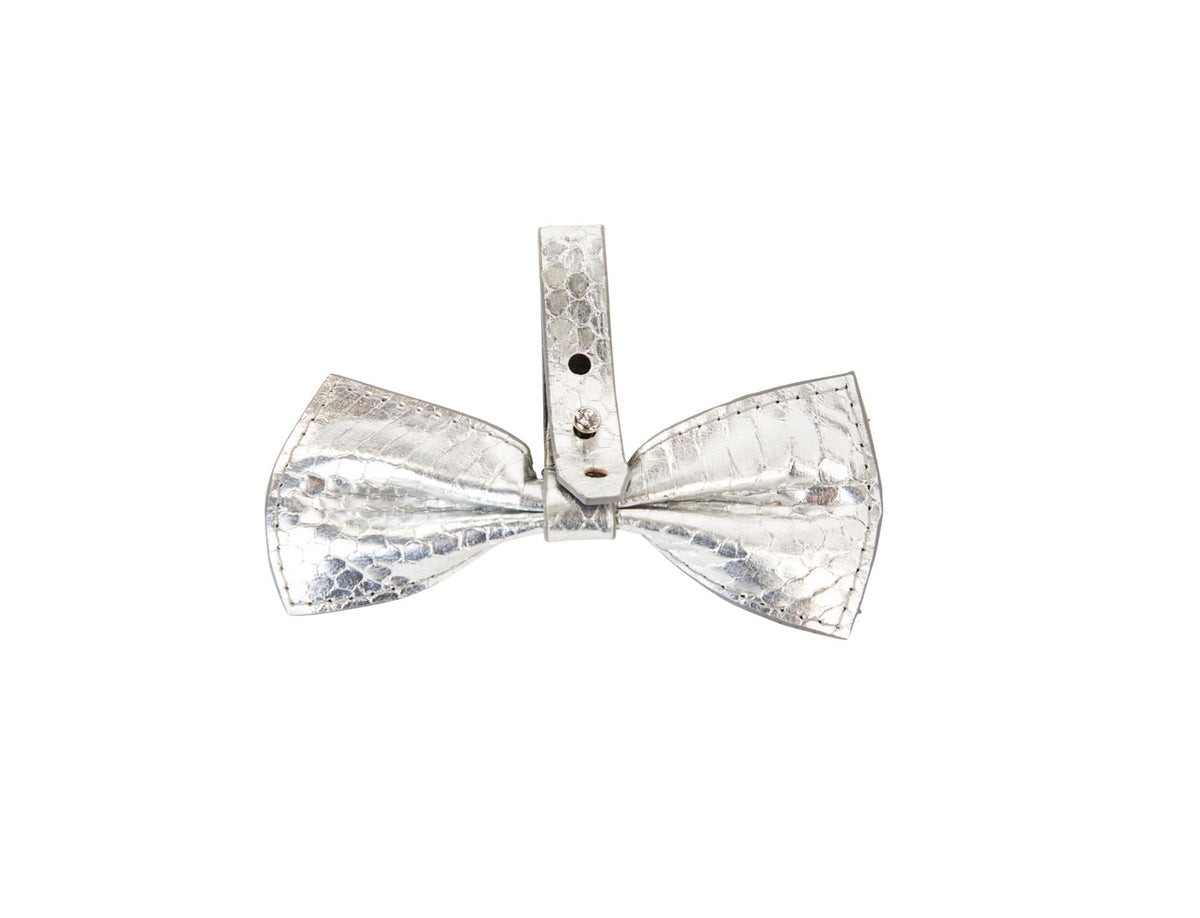 Allysa Payne Silver Viper Snake Dog Bow Tie