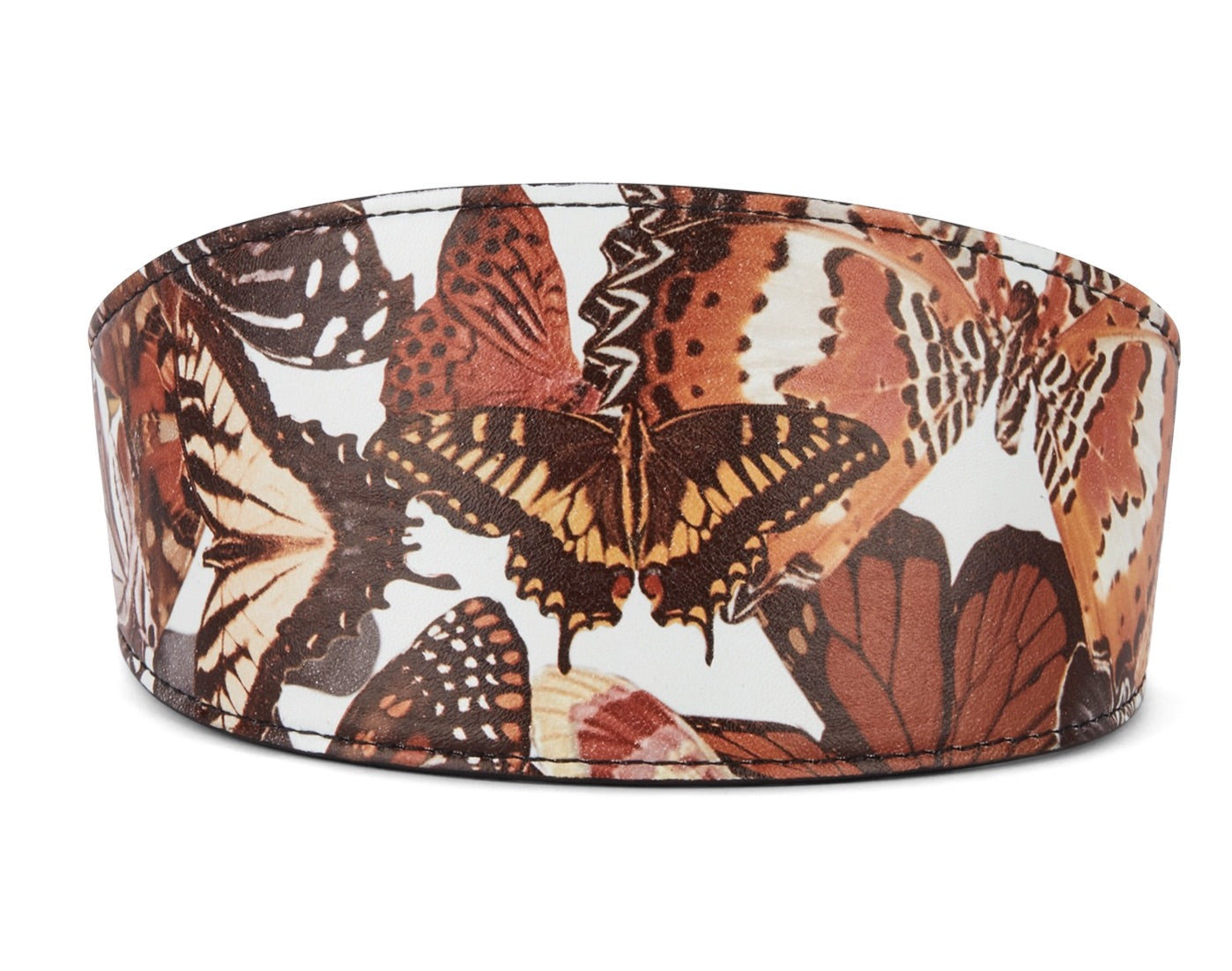 Allysa Payne Butterfly Print Italian Leather 3-Inch Wide Style Dog Collar