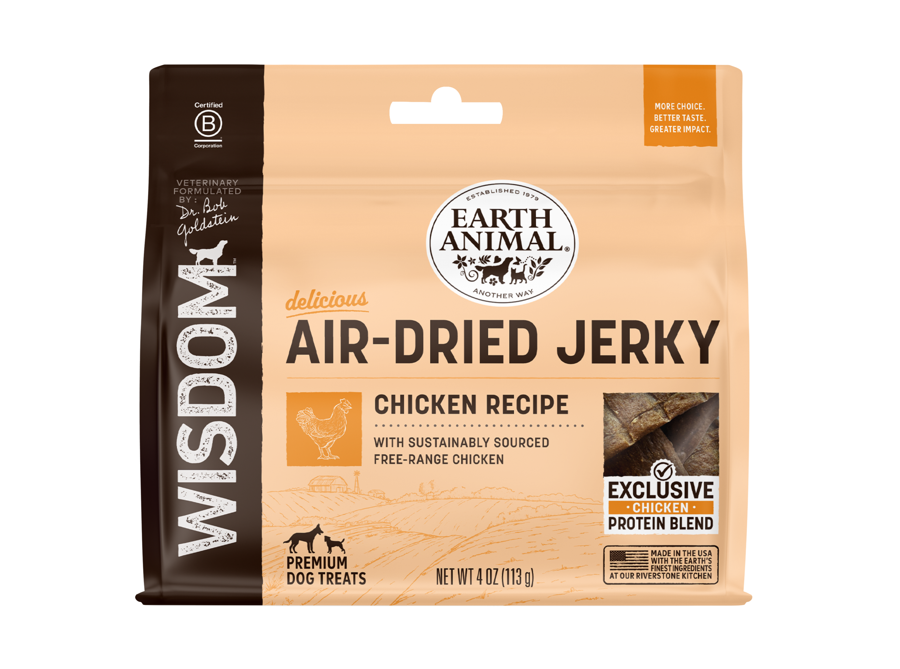 Earth Animal Wisdom Air Dried Chicken Jerky Dog Treats (4oz)