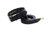 Allysa Payne Classic Black Italian Leather Dog Collar & Leash Set