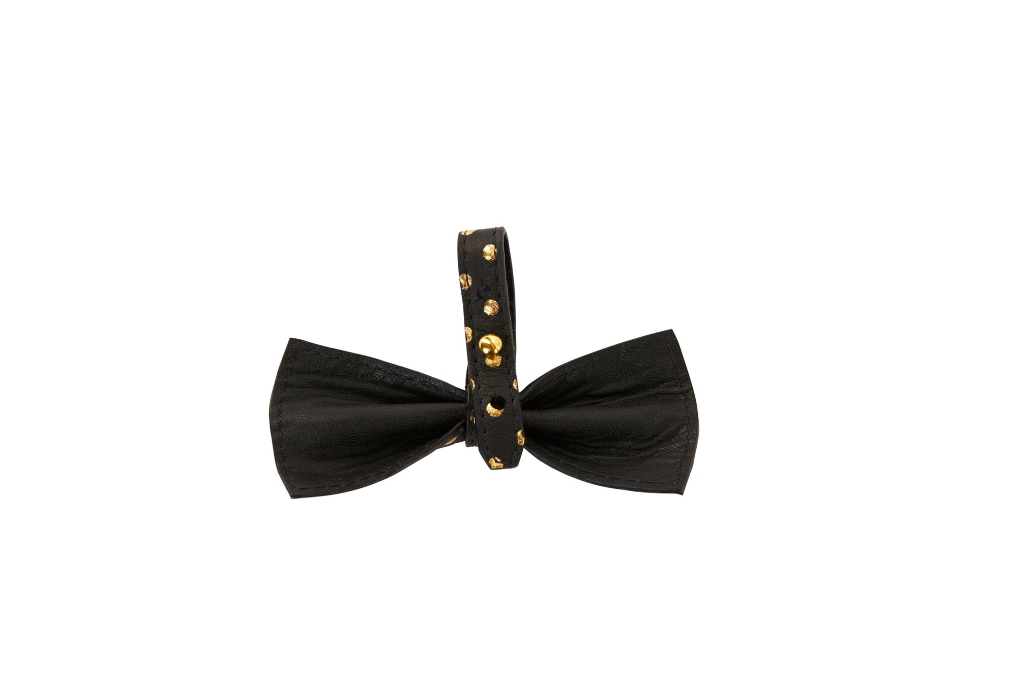 Allysa Payne Black/Gold Polka Dot Italian Leather Bowtie