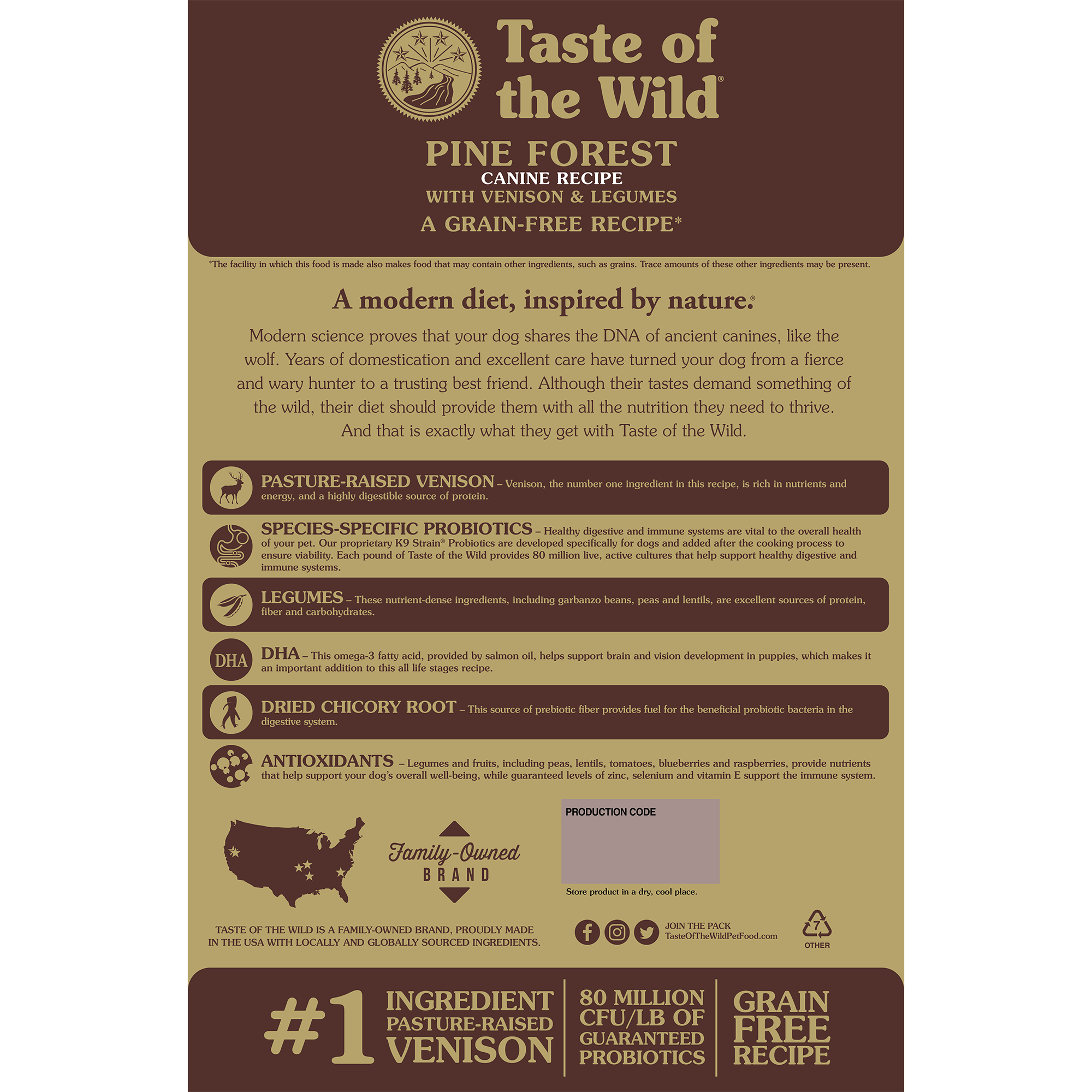 Taste of the Wild Adult Pine Forest Venison and Legumes Canine Food