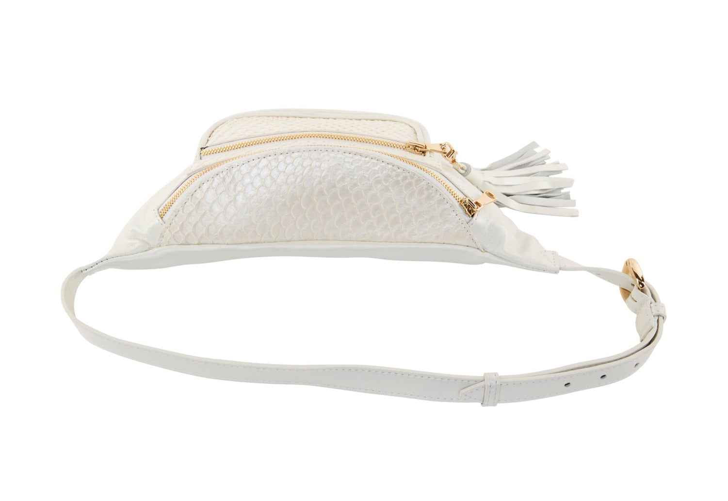 Allysa Payne Pearl White Italian Leather/Pearl White Tilapia Fanny